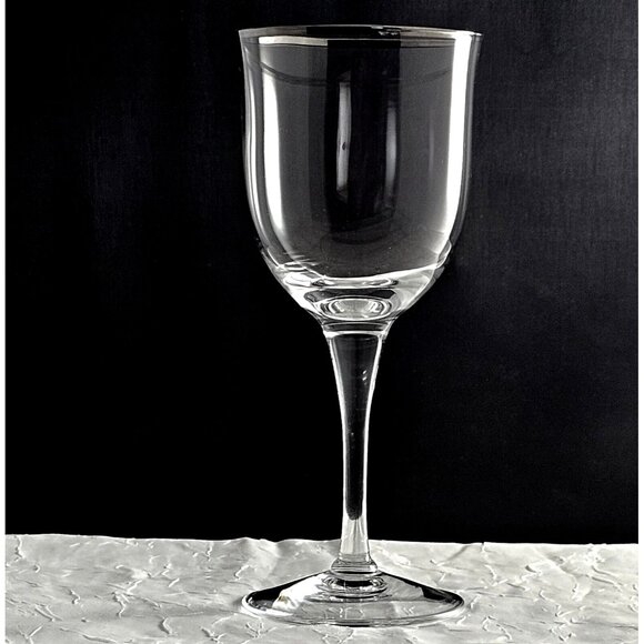 Noritake Paris Water Goble 7.5" silver trimmed rim toasting stemware elegant gla - Picture 1 of 8